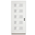 Trimlite 36"W x 96"H Clear 5 Lite Contemporary Left Handed Exterior Prehung Entry Door with Bright Chrome Hinges, 4-9/16" Door Jamb, and Bronze Sill Primed