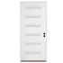 Trimlite 36"W x 96"H Etched 6 Lite Contemporary Left Handed Exterior Prehung Entry Door with Black Hinges, 4-9/16" Door Jamb, and Bronze Sill Primed