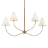 Troy Lighting Evermore 4 Light 48" Wide Chandelier with Linen Shades Patina Brass