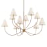 Troy Lighting Evermore 10 Light 60" Wide Chandelier with Linen Shades Patina Brass