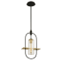 Troy Lighting Smyth Single Light 12-1/2" Wide Outdoor Pendant with Clear Glass Cylinder Shade Dark Bronze / Brushed Brass