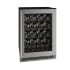 U-Line 1 Class 24 Inch Wide 38 Bottle Capacity Built-In / Free Standing Wine Cooler with Low-E Glass Door and LED Lighting Stainless Steel