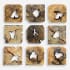 Uttermost Bahati Set of (9) 16" Tall Wood Wall Sculptures Natural