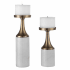 Uttermost Castiel 2 Piece Marble and Steel Pillar Candlestick Set by Billy Moon Antique Brushed Brass