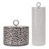 Uttermost Cyprien 19-1/4" Tall Ceramic and Steel Canisters - Set of 2 Brushed Nickel / Off White / Black
