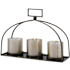 Uttermost Riad Glass and Iron Three Candle Table Pillar Candle Holder Dark Bronze / Clear