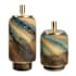 Uttermost Celestial Tide 14-1/4" Tall Glass and Metal Canisters - Set of 2 Blue / Caramel