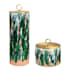 Uttermost Sylvie 18-1/4" Tall Ceramic and Iron Canisters - Set of 2 Antique Brass / Green / Pink