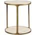 Uttermost Clench 21" Diameter Metal and Stone Accent Table Antique Brass / Beige