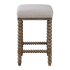 Uttermost Pryce 15" Wide Wooden Upholstered Counter Stool with Nailhead Trim and Spindled Legs Soft Ivory