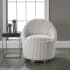 Uttermost Crue 28"W Modern Luxury White Fluted Chenille Swivel Chair Ivory / Brushed Black Nickel