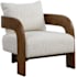 Uttermost Rowan 27" Wide Oak Framed Linen and Polyester Accent Chair Walnut / Ivory