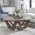 Uttermost Kendry 48" Round Solid Elm Rustic Contemporary Cocktail Coffee Table Natural Brown