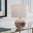 Uttermost Durango 13"W Ceramic Sphere Base Accent Lamp with Linen Drum Shade Antique Brass