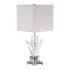 Uttermost Corallo 12 1/2" Wide Medium (E26) Single Bulb Base Ambient Light Coral Table Lamp with Fabric Shade and Crystal Block Accent White