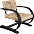 Uttermost Rehema 30" Wide Oak Framed Accent Chair Black / Natural