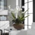 Uttermost Hand Painted 34" Tall X 19" W Dish Planter with Decorative Faux White Moth Orchids Natural Brown / White