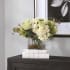 Uttermost Cecily 15" Wide Artificial Home Decor Hydrangea in Square Glass Vase with Pebbles Cream / Green