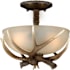 Vaxcel Lighting Yoho 2 Light 12" Wide Semi-Flush Bowl Ceiling Fixture with Frosted Glass Shade Black Walnut