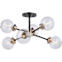 Vaxcel Lighting Orbit 6 Light 25" Wide Semi-Flush Ceiling Fixture with Glass Shades Oil Rubbed Bronze with Muted Brass