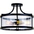 Vaxcel Lighting Holbrook 3 Light 16" Wide Semi-Flush Drum Ceiling Fixture Matte Black / Satin Brass