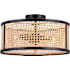 Vaxcel Lighting Berens 3 Light 16" Wide Semi-Flush Rattan Cane Drum Ceiling Fixture Matte Black