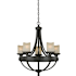 Vaxcel Lighting Halifax 5 Light Single Tier Chandelier with Glass Shades - 24.5 Inches Wide Black Walnut