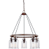 Vaxcel Lighting Milone 5 Light 26" Wide Ring Chandelier with a Clear Seedy Glass Shade Textured Rustic Bronze