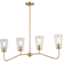 Vaxcel Lighting Beverly 4 Light 36" Wide Linear Chandelier Muted Brass