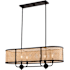 Vaxcel Lighting Berens 6 Light 36" Wide Linear Chandelier with Woven Rattan Shade Matte Black