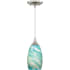 Vaxcel Lighting Milano 5" Wide Single Light Mini Pendant with Celeste Wave Glass Shade Satin Nickel