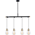 Vaxcel Lighting Kassidy 4 Light 32-1/2" Wide Pendant Black and Natural Brass