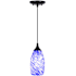 Vaxcel Lighting Milano 5" Wide Mini Pendant with Azzura Glass Shade - Matte Black Finish Matte Black