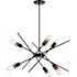 Vaxcel Lighting Halsted 6 Light 25" Wide Abstract Sputnik Chandelier Black / Satin Brass