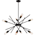 Vaxcel Lighting Halsted 8 Light 30" Wide Abstract Sputnik Chandelier Black / Satin Brass