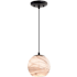 Vaxcel Lighting Milano 6" Wide Mini Pendant with Marble Glass Shade Matte Black