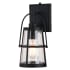 Vaxcel Lighting Portage Park 13" Tall Outdoor Wall Sconce with Seedy Glass Shade Matte Black