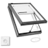 Velux VCM Manual Venting Curb Mount Skylight with Laminated LowE3 Glass and Solar Room Darkening Shade - (Outside Curb: 25.5 x 37.5 in) Gray Frame / Clear Glass