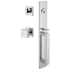 Viaggio Quadrato Full Plate Keyed Entry "D" Grip Handleset with Quadrato Interior Knob and Trim - 2-3/8" Backset Bright Chrome