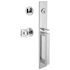 Viaggio Quadrato Full Plate Keyed Entry "D" Grip Handleset with Quadrato Crystal Interior Knob and Circolo Trim - 2-3/4" Backset Bright Chrome