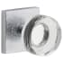 Viaggio Motivo Solid Brass Passage Door Knob Set with Circolo Crystal Knob and Quadrato Linen Backplate - 2-3/8" Backset Bright Chrome