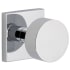 Viaggio Quadrato Solid Brass Passage Door Knob Set with Circolo Brass Knob and Quadrato Linen Backplate - 2-3/4" Backset Bright Chrome