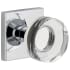 Viaggio Quadrato Solid Brass Passage Door Knob Set with Circolo Round Crystal Knob and Square Backplate - 2-3/4" Backset Bright Chrome