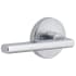 Viaggio Motivo Left Handed Solid Brass Passage Door Lever Set with Milano Lever and Circolo Leather Rosette - 2-3/8" Backset Bright Chrome