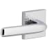 Viaggio Quadrato Hammered Left Handed Solid Brass Passage Door Lever Set with Bella Lever and Quadrato Hammered Backplate - 2-3/8" Backset Bright Chrome
