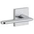 Viaggio Motivo Left Handed Solid Brass Passage Door Lever Set with Brezza Lever and Quadrato Leather Backplate - 2-3/8" Backset Bright Chrome