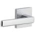 Viaggio Motivo Left Handed Solid Brass Passage Door Lever Set with Lusso Lever and Quadrato Linen Backplate - 2-3/8" Backset Bright Chrome