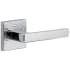 Viaggio Quadrato Hammered Right Handed Solid Brass Passage Door Lever Set with Lusso Lever and Quadrato Hammered Backplate - 2-3/8" Backset Bright Chrome