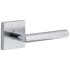 Viaggio Motivo Right Handed Solid Brass Passage Door Lever Set with Moderno Lever and Quadrato Leather Backplate - 2-3/8" Backset Bright Chrome