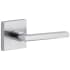 Viaggio Motivo Right Handed Solid Brass Passage Door Lever Set with Milano Lever and Quadrato Leather Backplate - 2-3/8" Backset Bright Chrome